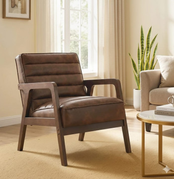 Essenza Fauteuil Vintage Marron 64x80cm Structure Bois Massif