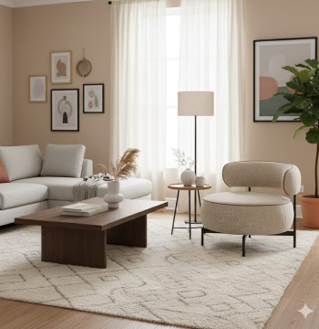 Essenza Fauteuil Pivotant 360° Tissu Beige 81x82x73cm - Lecture