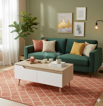 Mesa Centro Essenza Melamina Roble 100x50x46 cm con 2 Cajones