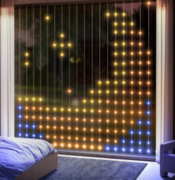 Tenda leggera 3x3 m LED Light Curtain intelligente con 400 RGBIC LED Lights Synchronization con musica telecomando e app effetti di colore personalizzati per interni dormienti
