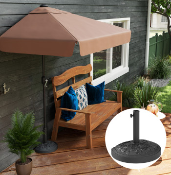 Base para Chapéu de Sol Semicircular Soporte para Chapéu de Sol Base para Chapéu de Sol de Cimento Peso 12 kg para Jardín Terrazo 49x32x34 cm Negro