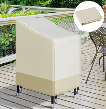 Couverture de chaise empilables 90x70x115 cm Etanche Chaises de jardin Couverture en tissu Oxford 600D pour les meubles anti-UV Beige et Brown Garden
