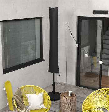 Copripiumino in tessuto impermeabile Copripiumino in tessuto Oxford 420D con chiusura in esecuzione per giardino esterno 178x25/35 cm Nero