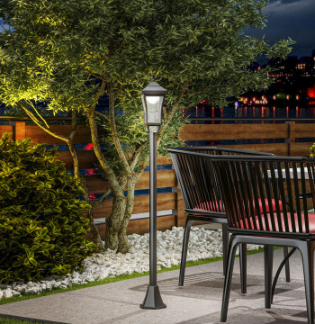 Lampada da giardino solare con pannello solare su e fuori automatico cortile 15x15x127 cm Nero
