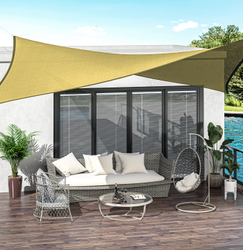 Candela rettangolare 4x6 m HDPE con anelli e corde in acciaio inossidabile per giardino Beige Courtyard