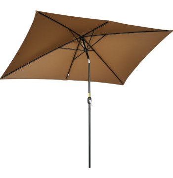 Aluminium Sun Hat 202x293x255 cm Sun Hat Jardin rectangulaire Inclinable avec poignée et mast inmontable pour terrasse Piscine Patio extérieur Brown