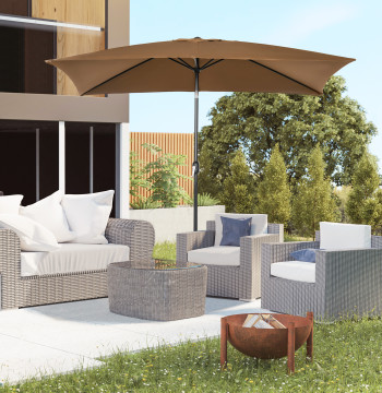 Aluminium Sun Hat 202x293x255 cm Sun Hat Jardin rectangulaire Inclinable avec poignée et mast inmontable pour terrasse Piscine Patio extérieur Brown