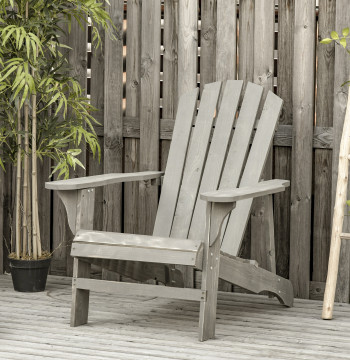 Sedia da giardino Adirondack Sedia da giardino Adirondack con sedile extra grande Carica massima 150 kg per Patio esterno Balcone 78x89x88 cm Grigio