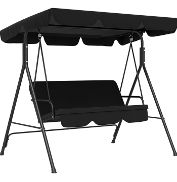 Altalena da giardino di 3 posti con Risveglio regolabile e struttura in acciaio per balcone Terrazza Patio Max Load. 200 kg 172x110x153 cm Nero