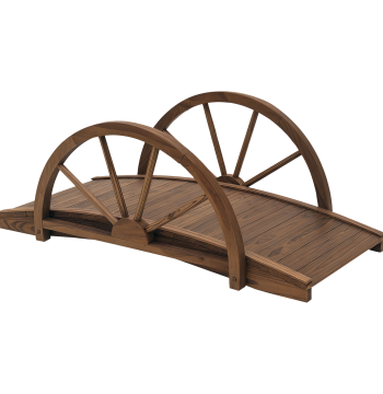Pont en bois pour Pont décoratif de jardin avec capacité maximale 150 kg avec rampe en demi-roue 100x50x37 cm brun
