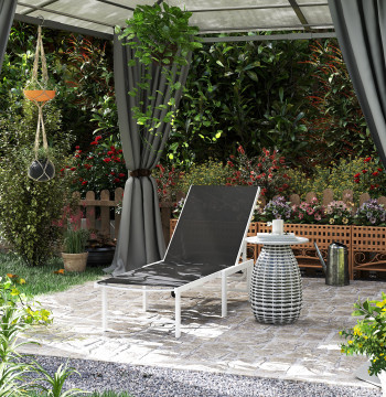 Ressort réglable en 5 niveaux et structure en acier jusqu'à 120 kg pour Balcon Courtyard 166x60x84 cm Gris