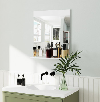 Specchio da parete Bagno con Specchio Shelf per Input Corridor 50x12x60 cm Bianco