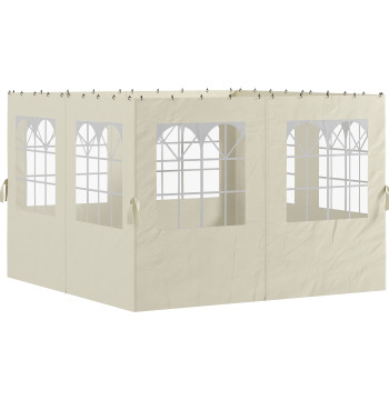 4 pareti laterali per tenda 3x3 m Tenda Laterali con ganci 8 protezione Windows UV sostituzione laterale per tenda da giardino esterna partito crema