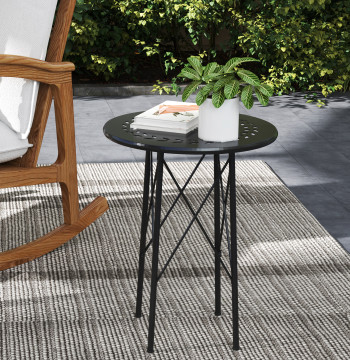 Tavolo rotondo da giardino Balcone Tavolo Ø40x50 cm con piedini regolabili e struttura a forma di X Outer e tavolo interno nero