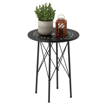 Table ronde de jardin Balcon Table Ø40x50 cm avec pieds réglables et structure en forme de X Table extérieure et intérieure noir