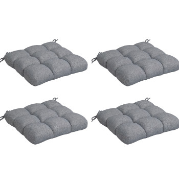 Ensemble d'oreillers pour chaises de chambre 48x48x7 cm Ensemble de 4 pièces de serrage pour chaises de jardin étanches et anti-UV avec 2 rubans de fixation gris