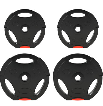 Conjunto de Discos de Pesos de 4 Peças Discos de Pesos 2x10 kg e 2x5 kg com Orifícios de 2,5 cm para Treino Fitness em Casa Ginásio Preto