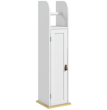 Armário Casa de Banho Armário Auxiliar Casa de Banho com Prateleiras Ajustáveis e Suporte para Papel Higiénico 20x20x80 cm Branco - Modelo 1