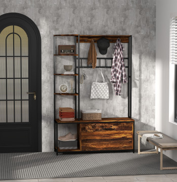 Mobile Input Cabin con Mobile Input Slipper 4 in 1 con Slipper Bank Shears Hooks Compartment e Anti-Tomb System per Dorm Corridor 120x35x180 cm marrone scuro