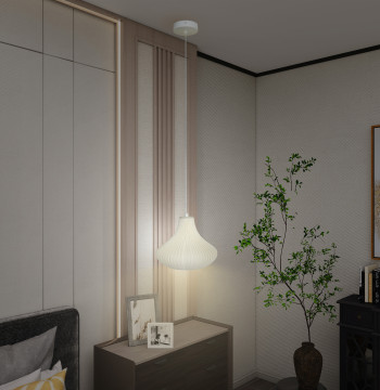 Candeeiro Suspensoo Moderno Candeeiro de Teto com Ecrã de Impressão 3D Iluminação para Sala de Jantar Cozinha Sala de Estar Bar Restaurante Ø20,5x17,5 cm Branco