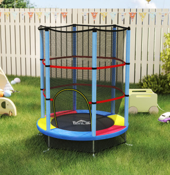 Trampolino bambino Ø107 cm Trampolino per bambini 3-6 anni con rete di sicurezza carico 45 kg per interno Ø140x160 cm Blu