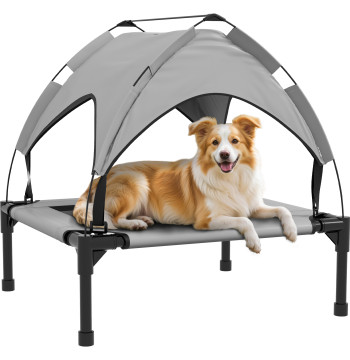 awHut Dog letto alto con letto di risveglio per cani medi con struttura in acciaio e borsa di trasporto per interni ed esterni 76x61x69.5 cm