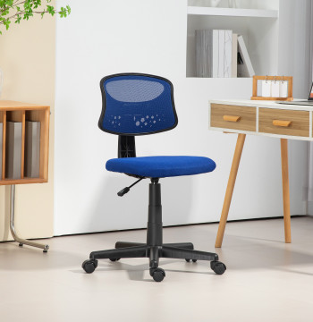Sedia ufficio senza braccioli Supporto sedia da ufficio girevole con maglia traspirante Altezza posteriore Carica regolabile 120 kg 43x48x78-88 cm Blu