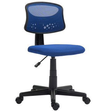 Cadeira de Escritório sem Apoio para os Braços Cadeira de Escritório Giratória com Encosto de Malha Respirável Altura Ajustável Carga 120 kg 43x48x78-88 cm Azul