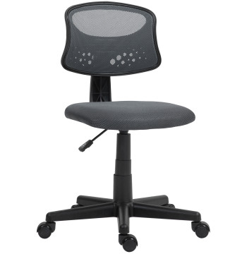 Cadeira de Escritório sem Apoio para os Braços Cadeira de Escritório Giratória com Encosto de Malha Respirável Altura Ajustável Carga 120 kg 43x48x78-88 cm Cinza