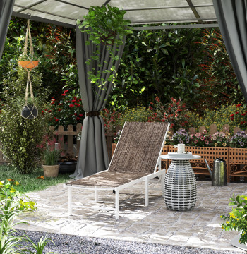 Espreciadora Reclinable Espreciadora Jardín con Rodas Encosto Ajustable en 5 Niveles y Estructura de acero Carga 120 kg para Pátio Varanda 166x60x84 cm Marrom