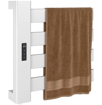 130W mur Serviette électrique en aluminium Serviette électrique avec contrôle WIFI Touch Écran minuteur 4 barres Température réglable Basse consommation IPX4 47,5x9,5x49 cm Blanc