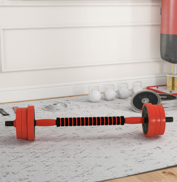 Ensemble de Halters de 20kg 4 en 1 Ensemble de poids avec barre de poids Kettlebell pour l'entraînement de la force à domicile Gym Red Office