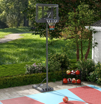 Basketball extérieur Table 2 en 1 avec hauteur réglable 230-305 cm Panier de basketball de piscine avec support Table de basketball avec roues de base rechargeables 110x75x195-370 cm Noir