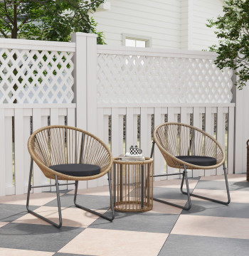 Set de jardin de 3 2 chaises et widow pièces d'ensemble extérieur avec oreillers rembourrés et banc en verre assaisonné pour le bois de balcon et le gris