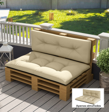Set de 2 pièces avec tampons extérieurs anti-UV résistants pour terrasse de jardin et siège intérieur 120x77 cm Retour 120x40 cm Beige
