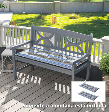 Set di 2 pad per la banca del giardino 2 posti 120x50x5 cm Cuscino rettangolare per interno e esterno impermeabile con riempimento spesso e cinghie elastiche multicolor