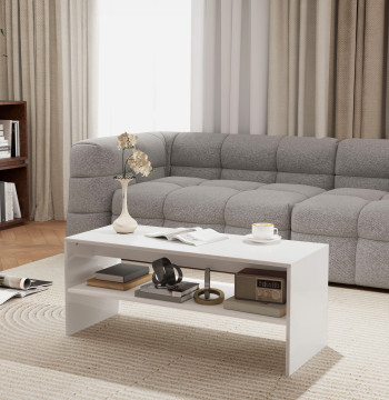 Tavolo centrale Ausiliare con tavolino a confronto aperto per salotto 100x40x41.5 cm Bianco luminoso