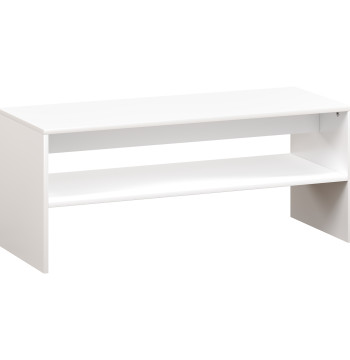 Mesa de Centro Mesa Auxiliar con Compartimiento Abierto Mesa de Café para Sala de Estar 100x40x41,5 cm Blanco Brillante