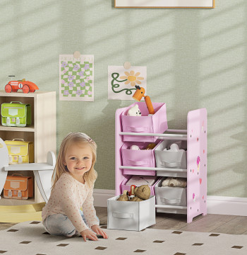 AIYPLAY 6 Libreria giocattolo Non-Dismoveable Fabric Boxes Organizzatore giocattolo per Dorm Scuola bambini 43x30x60 cm Rosa