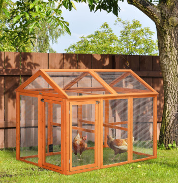 Casa per esterno 140x88.5x106 cm Pollo per 1-3 Polli con struttura in legno 3 Polli e 2 Porte con serratura per legno Cortile