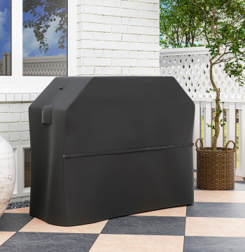Housse pour Barbecue imperméable Housse pour barbecue en tissu Oxford 600D Anti-Pow Anti-UV Anti-Humidité Housse anti-UV avec fermoir Velcro 147x61x122 cm Noir