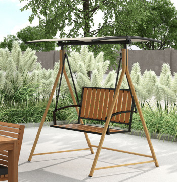2 Palloncino da giardino posti Palloncino esterno con Risveglio regolabile e struttura in metallo carico 240 kg 142x112x162 cm Legno e Crema