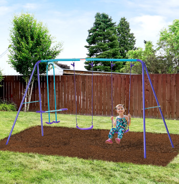 Set di palloncini da giardino in metallo con palloncini di altezza regolabile per bambini sopra i 3 anni con doppio pallone a sfera per Patio esterno 280x140x178 cm Blu e viola