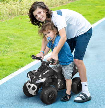 Quad Andador ATV para Crianças de 18-36 Meses com Luzes e Música, 4 Rodas, Suporta até 20 kg, 67,5x38x44 cm Preto