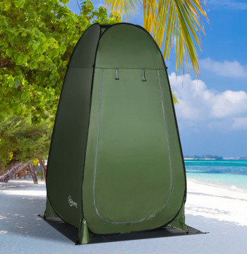 Tenda de Duche Tenda de Privacidade Portátil com 1 Gancho Bolso Bolsa de Transporte e UV20+ para Duche Trocador Sanita 126x124x189 cm Verde