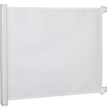 Porta per cani pieghevole Barrel pieghevole con larghezza regolabile Barrer di sicurezza 5.5-115 cm per cani con funzione di involucro automatico e piede per scale e porte Bianco