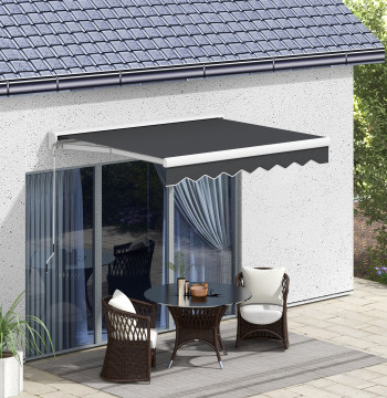 Toldo Retrátil eléctrico o Manual 250x200 cm Toldo Portátil para Varanda con Control Remoto Manivela Manual y Estructura de Aluminio para Ventana Puerta Terrazo Pátio Cinzento Escuro