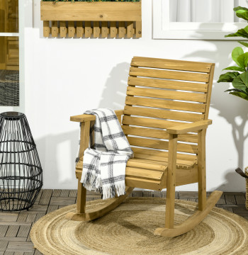 Chaise à ballon en bois Balançoire avec support d'arms et supports de dessin jusqu'à 130 kg pour jardin Balcon porche Patio 86x64x85 cm Bois