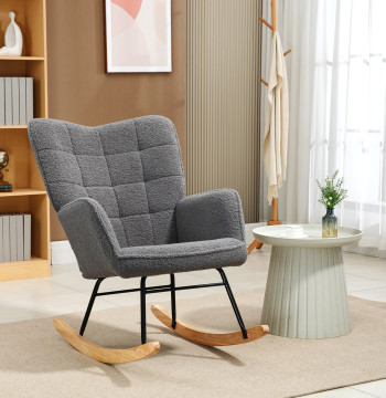 Poltron Balociço Poltrona de Sala de Estar oscillazione a 40° con piedini in legno di faggio e struttura in acciaio per Dorm Carica massima 120 kg 71x98x101 cm Grigio scuro