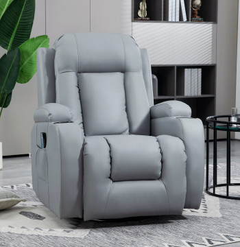 Pôle de massage inclinable jusqu'à 150° Détendez-vous avec 8 points de massage Vibration Spinning Fonction de chauffage et télécommande 85x94x104 cm Gris